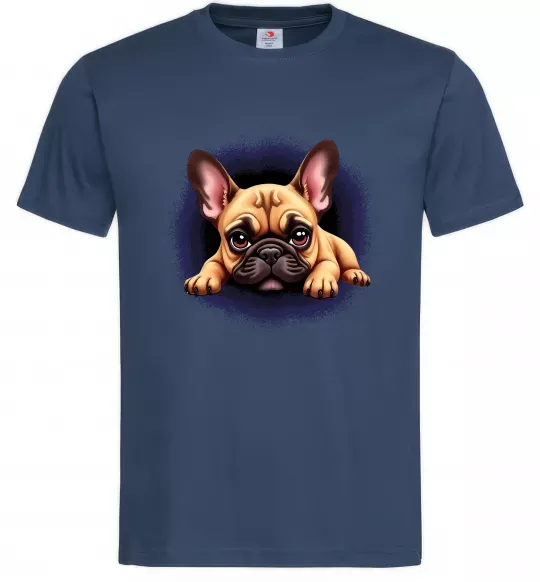 Мужская футболка Милий французький бульдог Темно-синий фото