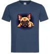 Мужская футболка Милий французький бульдог Темно-синий фото