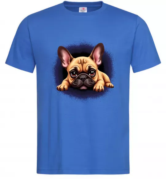 Мужская футболка Милий французький бульдог Ярко-синий фото