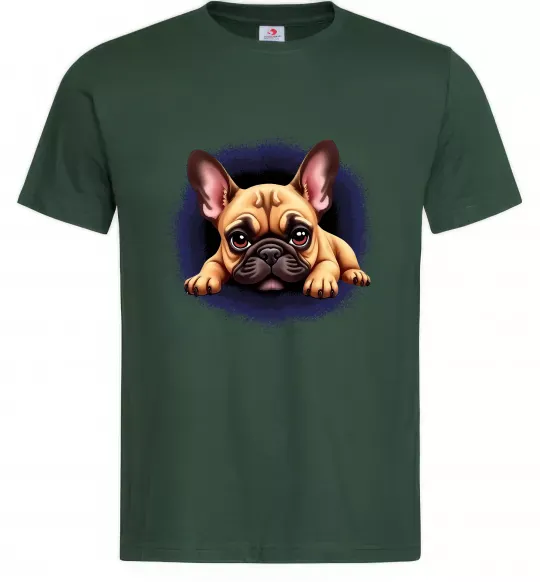 Мужская футболка Милий французький бульдог Темно-зеленый фото