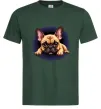 Мужская футболка Милий французький бульдог Темно-зеленый фото