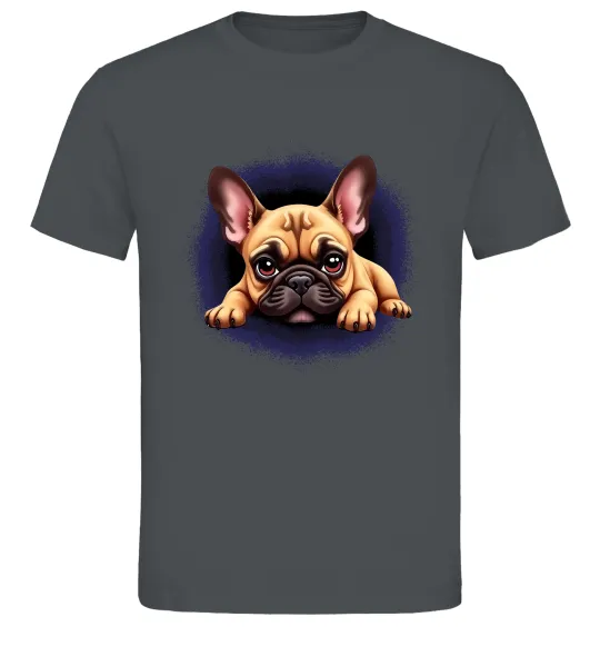 Мужская футболка Милий французький бульдог Графит фото