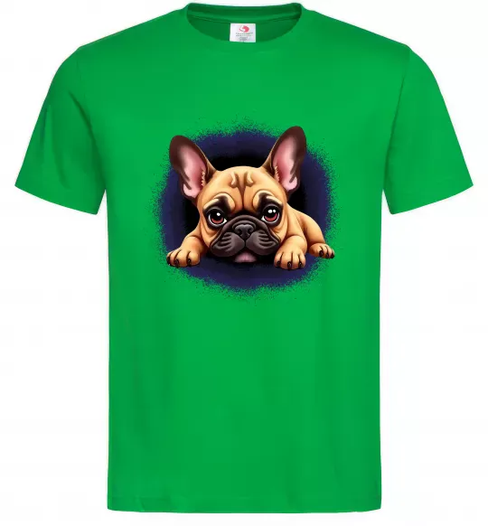 Мужская футболка Милий французький бульдог Зеленый фото