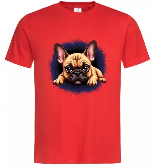 Мужская футболка Милий французький бульдог Красный фото