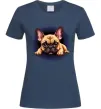 Женская футболка Милий французький бульдог Темно-синий фото