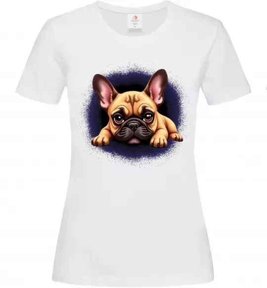 Женская футболка Милий французький бульдог Белый фото