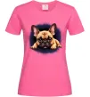Женская футболка Милий французький бульдог Ярко-розовый фото