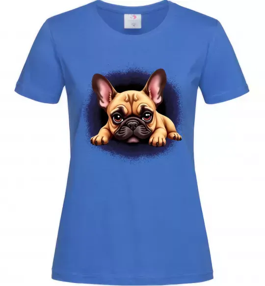 Женская футболка Милий французький бульдог Ярко-синий фото