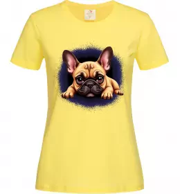 Женская футболка Милий французький бульдог Лимонный фото