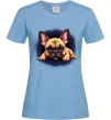Женская футболка Милий французький бульдог Голубой фото