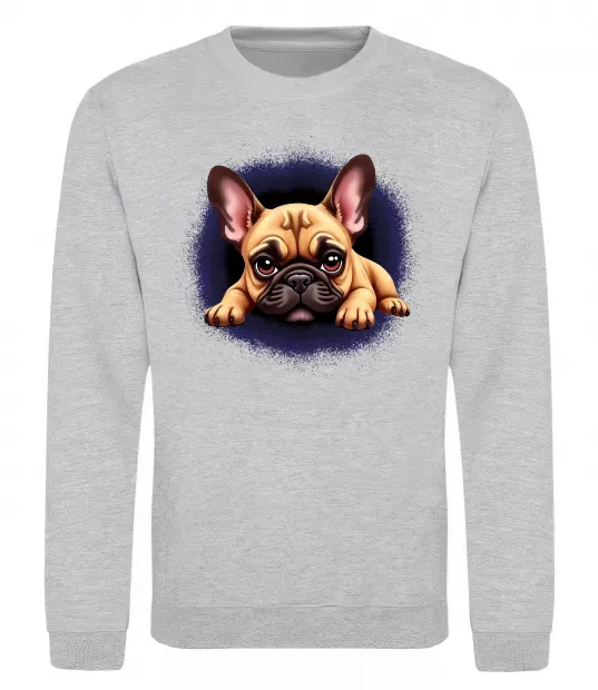 Свитшот Милий французький бульдог Серый меланж фото
