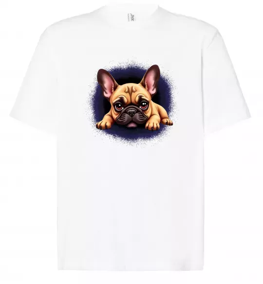 Футболка Оверсайз Милий французький бульдог Білий фото