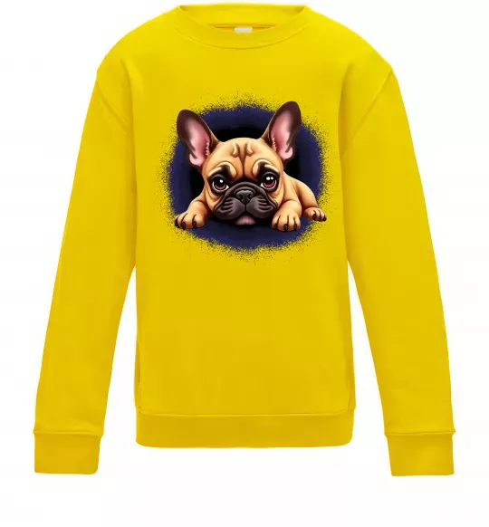 Дитячий світшот Милий французький бульдог Сонячно жовтий фото