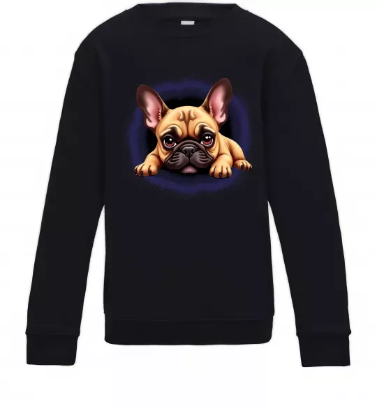 Дитячий світшот Милий французький бульдог Чорний фото