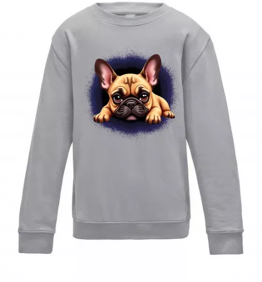 Дитячий світшот Милий французький бульдог Сірий меланж фото