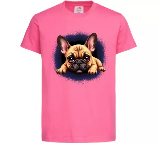 Детская футболка Милий французький бульдог Ярко-розовый фото
