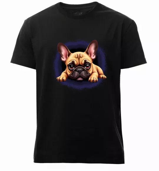 Мужская премиум футболка Милий французький бульдог Черный фото
