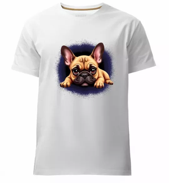 Мужская премиум футболка Милий французький бульдог Белый фото