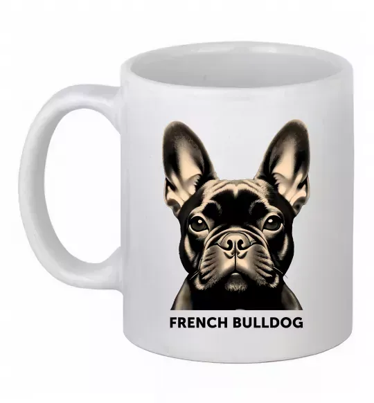 Чашка керамічна French bulldog Білий фото