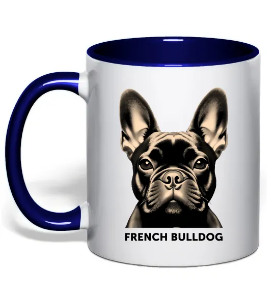 Чашка с цветной ручкой French bulldog Глубокий темно-синий фото