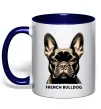 Чашка с цветной ручкой French bulldog Глубокий темно-синий фото