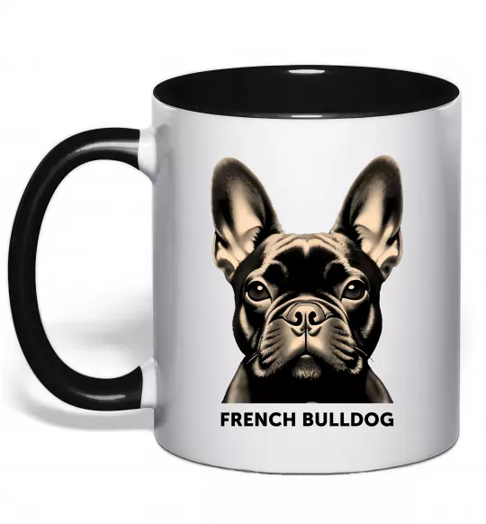 Чашка с цветной ручкой French bulldog Черный фото