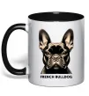 Чашка с цветной ручкой French bulldog Черный фото