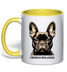 Чашка з кольоровою ручкою French bulldog