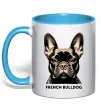 Чашка с цветной ручкой French bulldog Голубой фото