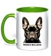 Чашка с цветной ручкой French bulldog Зеленый фото