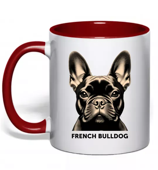 Чашка с цветной ручкой French bulldog Красный фото