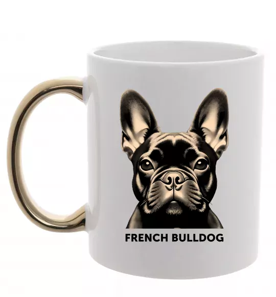 Чашка с цветной ручкой French bulldog Золото фото