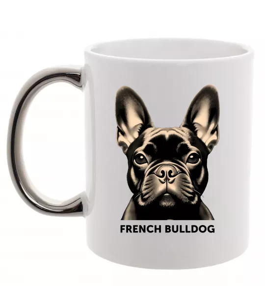 Чашка с цветной ручкой French bulldog Серебро фото