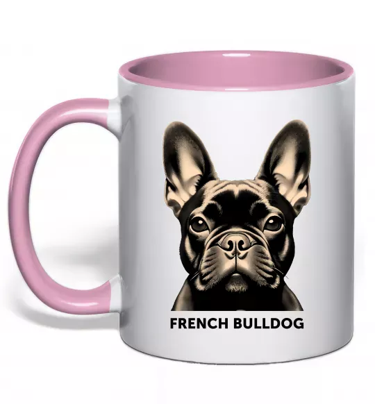 Чашка с цветной ручкой French bulldog Нежно розовый фото