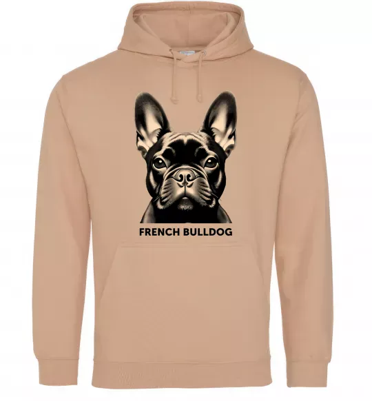 Женская толстовка (худи) French bulldog Песочный фото