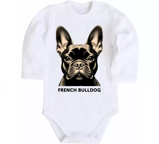 Детский боди French bulldog Белый фото