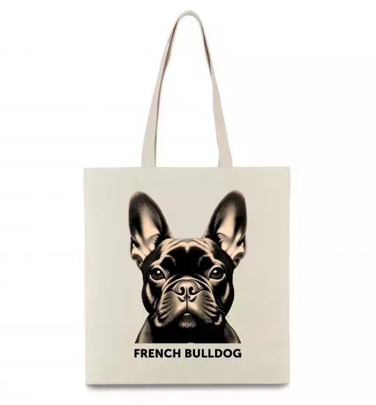 Эко-сумка French bulldog Бежевый фото
