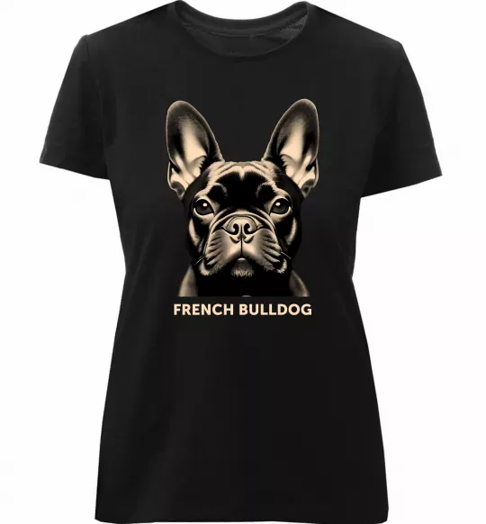 Жіноча преміум футболка French bulldog Чорний фото