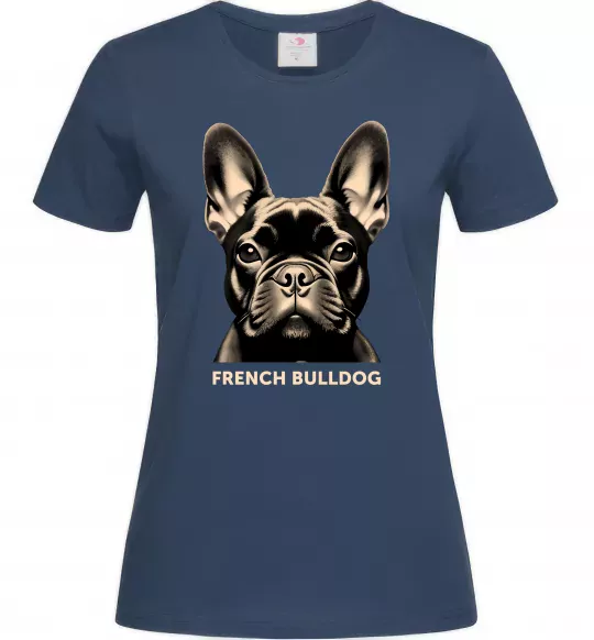 Жіноча футболка French bulldog Темно-синій фото