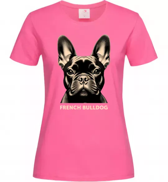 Жіноча футболка French bulldog Яскраво-рожевий фото