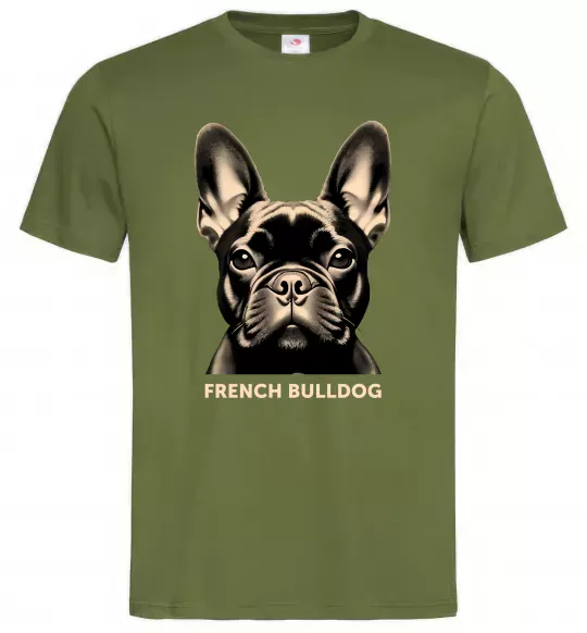 Чоловіча футболка French bulldog Оливковий фото