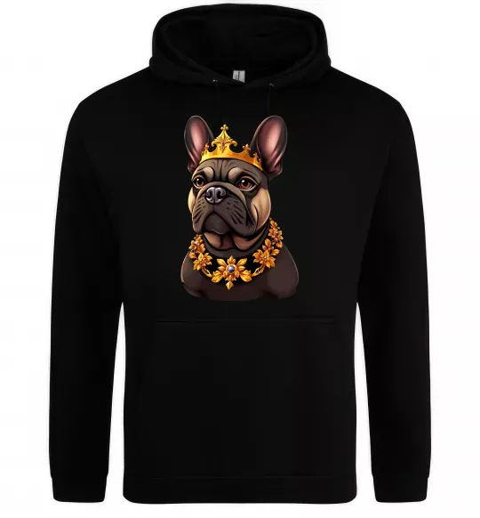 Женская толстовка (худи) French bulldog king Черный фото