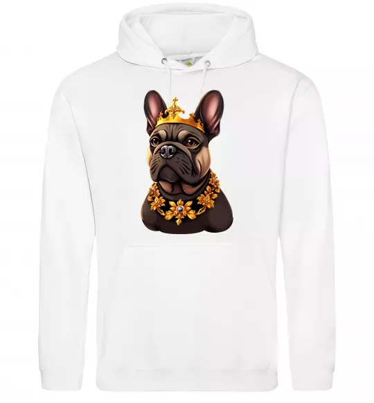 Женская толстовка (худи) French bulldog king Белый фото