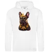 Женская толстовка (худи) French bulldog king Белый фото