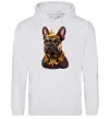Женская толстовка (худи) French bulldog king Серый меланж фото