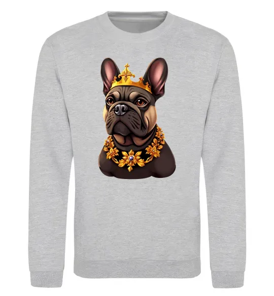 Свитшот French bulldog king Серый меланж фото