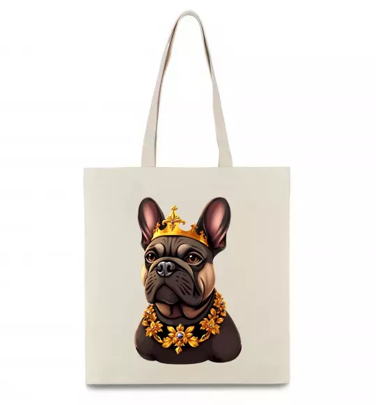 Еко-сумка French bulldog king Бежевий фото