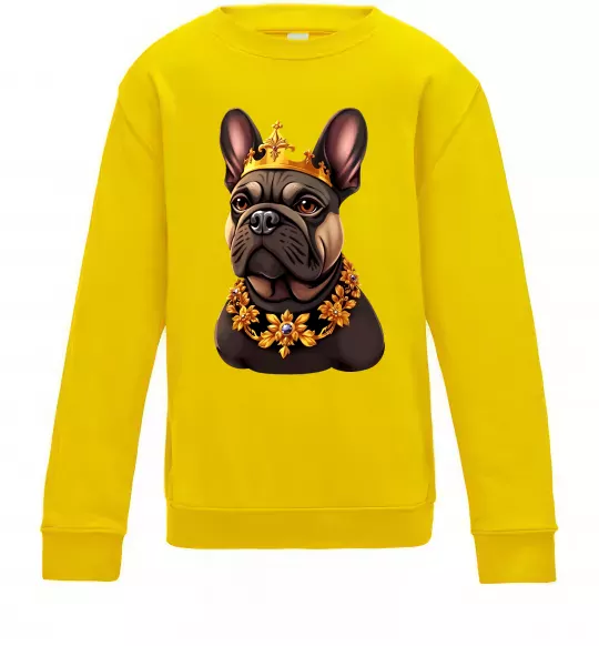 Детский Свитшот French bulldog king Солнечно желтый фото