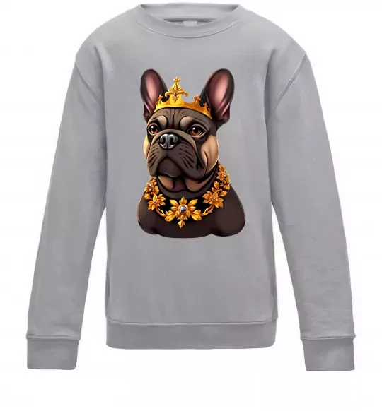 Детский Свитшот French bulldog king Серый меланж фото