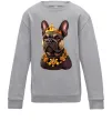 Детский Свитшот French bulldog king Серый меланж фото